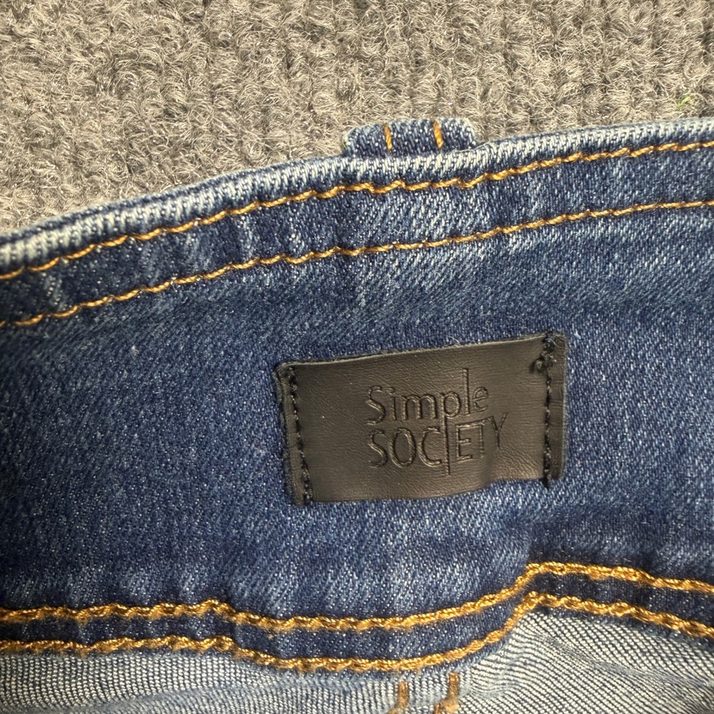 Simple Society High Waisted‎ Flare Jeans Medium Wash Seam Front Size 00/23 - Picture 9 of 13